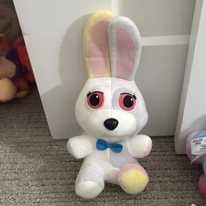 Charming White Bunny Plush with Blue Bow